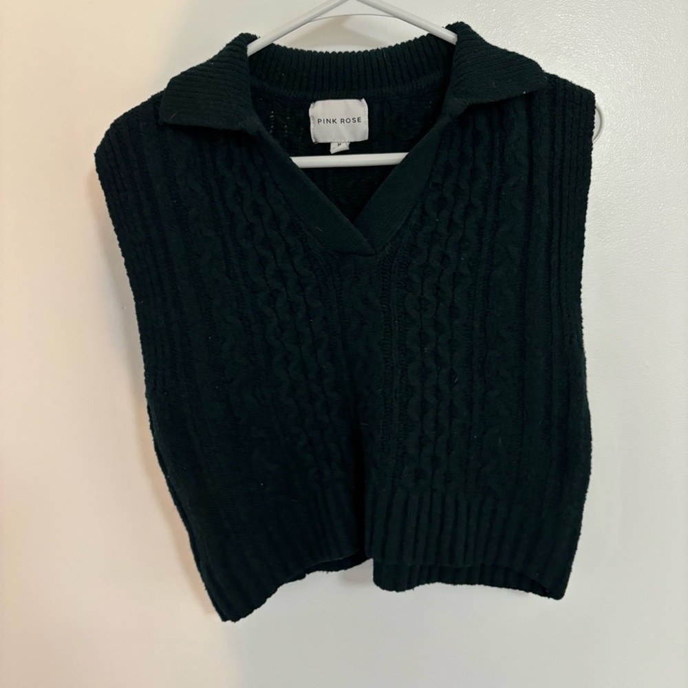 Dark Green V-Neck Sweater Vest